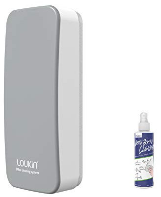 loukin Magnetischer trocken abwischbarer Whiteboard-Radierer, Glasplattenentferner, inklusive 100 ml Whiteboard-Reiniger, für Klassenzimmer, Zuhause und Büro (grau)