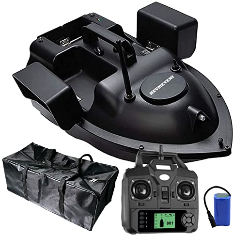 HENGGE RC Barca Dell'esca, Telecomando Barca Da Pesca, Posizionamento GPS Controllo 500M Barca Esca A Distanza Con La Luce Di Notte Del LED,Nero,GPS 12000MAH