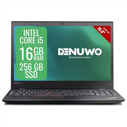 Lenovo Thinkpad Laptop Computer Business, Pc Portatile Notebook Intel i5 7th, Ram 16Gb, SSD 256Gb, Display da 15.6, WiFi, Windows 11 Pro + Libre Office (Ricondizionato)