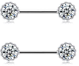 Melighting Piercing Téton 14g Barbells Bijoux Acier Chirurgical CZ Anneau Mamelon Barbell Piercings Pour Femme