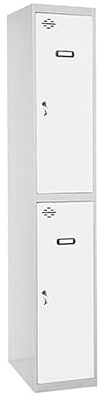 Simon Rack Taquillas Vestuario Metalicas, 2 Puerta, Incluye Llave, 1800x300x500 mm, Gris/Blanco - Simonlocker