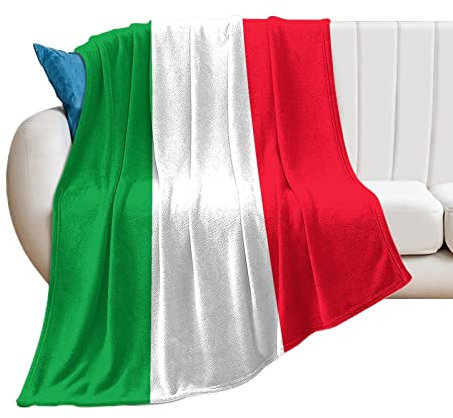 Higoss Italiensk flaggfilt, landsflagga, plysch supermjuk varm flanellfilt för bäddsoffa sofföverdrag stol - bra present till vän män kvinnor 76 x 102 cm