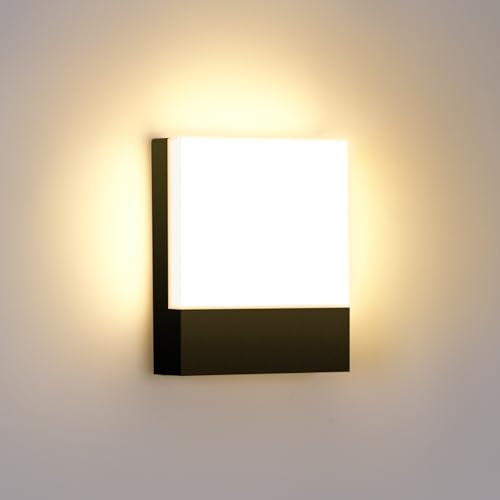 ledmo 15W Außenlampe Aussenleuchte Wand, Außenleuchten Wasserdicht IP65 Wandleuchte Außen Innen Wandlampe Außenwandleuchte schwarz, Warmweiß 3000K