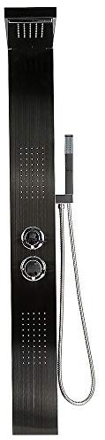 Colonna Doccia 4 in 1 doccia multifunzionale set doccia a pioggia set doccia in acciaio inox 304 con doccetta doccia idromassaggio doccia a cascata (15 * 47 * 130 cm (nero))