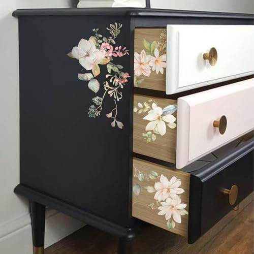 neukids Möbel Transfer Aufkleber Rosa Magnolie, reiben auf Transfers für Kunsthandwerk, UV DTF Sticker für Schlafzimmer Wohnzimmer Bücherregal Tisch Kleiderschrank Schreibtischdekoration