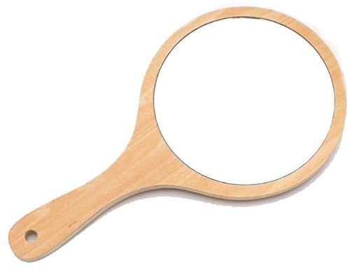 Bustlwor Rundschreiben Handspiegel mit Holz Griff, Salon Friseur Handspiegel, Holz Rund Handspiegel Salon, Geeignet für Make up Rasur Haarschneiden Gesichtspflege