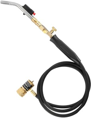 Antorcha de propano Soplador de soldadura de encendido Manguera de 5 pies Antorcha de gas Mapp Antorcha for barbacoa Antorcha multiusos Cerraduras de llama Antorcha de soldadura, doble ajustable(Dual