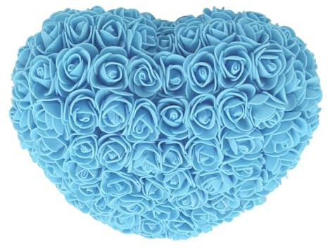 Srliya Rose Finte, Forma del Cuore Romantico con Luce a Corda, Rose Artificiali Artigianali per Matrimonio in Camera da Letto, Rose in Schiuma per Arredamento Romantico (Blu)