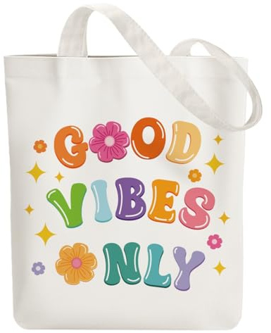 ANATTASOUL Borsa di Tela Shopper Donna Canvas Tote Bag Aesthetic Borse in Tela Cotone Borse Stoffa per la Scuola Lavoro Shopping Riutilizzabili Spesa（Lettera di Colore Boho）
