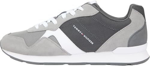 Tommy Hilfiger Runner Icon Mix Fm0fm05679 - Tenis Bajos para Hombre, Gris Universal Gris, 42 EU