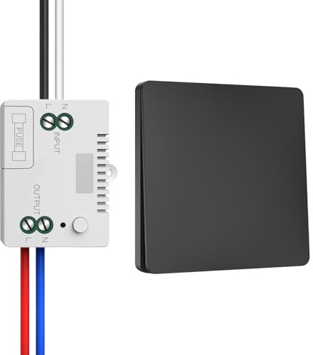 Juego de interruptores de luz inalámbricos de 230 V, color negro (1 receptor y 1 panel de conmutación)