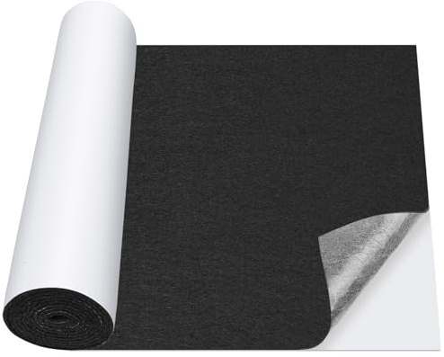 Vicloon Feutrine Autocollante, 32 x 150 cm Tapis en Feutre Auto-adhésif Patins Découpez Toute Forme pour Meubles pour Doublure de Boîte Cadre Photo Pied de Chaise DIY Halloween Voiture, 3 mm Noir