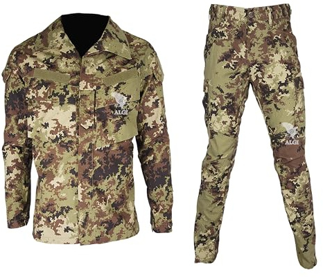 ALGI Completo Tuta Militare da Combattimento Ripstop di Polyfilo Vegetato Mimetico