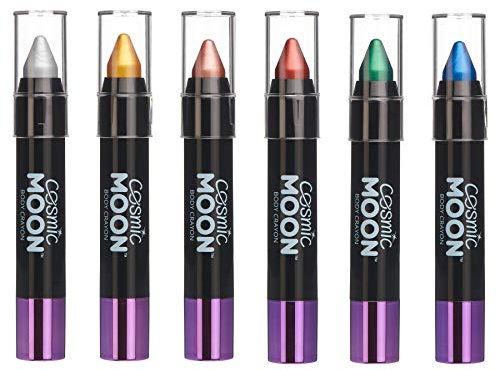 Cosmic Moon - Metallic Face Paint Stick / Body Crayon makeup for the Face & Body - 3.5g - Easily create metallic designs like a pro! (Set of 6)