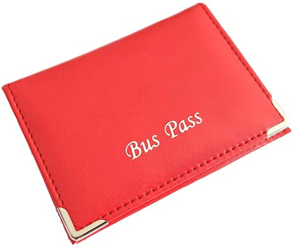 Lorenz Leather Effect Grained PU Bus Pass Cover Holder with Zip up Coin Pocket - Red