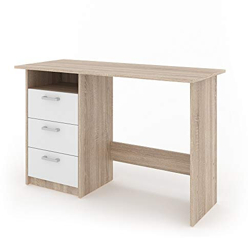 Vicco Schreibtisch Meiko, Arbeitstisch für das Büro, Sonoma/Weiß, 120 x 50 cm