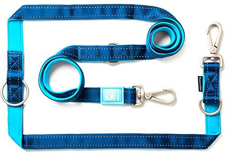 Max & Molly Multifunktions Hundeleine 2m mit 2 Karabinern, Matrix Sky Blue/L Umhängeleine Gepolstert, Sicher & Flexibel - Komfort für deinen treuen Begleiter