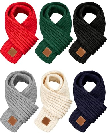 SATINIOR 6 Pcs Warm Kids Winter Knit Scarves Child Warm Scarf Neck Warmer for Toddlers Boys Girls(Classic Color)