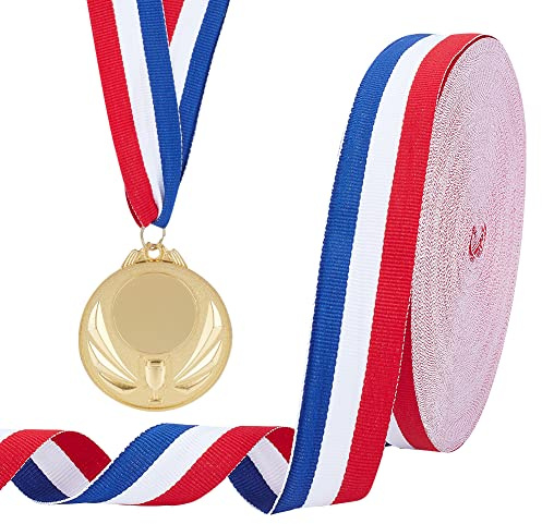 PH PandaHall 45.7m Bandera de Francia - 30mm Rojo Blanco Azul Cinta de Grano Grande a Rayas para Artesanía Patriótica, Vacaciones de Navidad, Decoración de Año Nuevo y Embalaje de Regalo
