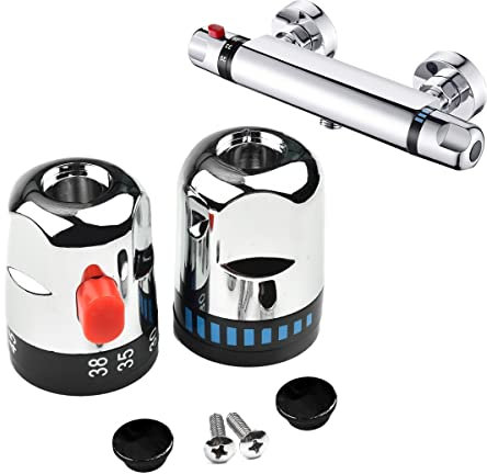 Mango termostático de ducha de baño, 1 par de grifos de baño con mezclador termostático, ABS termostático encendido, asas de control de agua para grifos mezcladores de ducha de baño