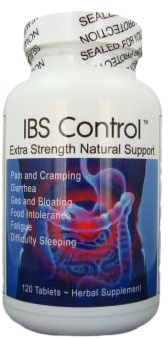 IBS Control - All Natural Relief Support for Irritable Bowel Syndrome; Bloating, Gas, Diarrhea, Abdominal Pain. Formulated for Men and Women. 120 Vegan Tablets.