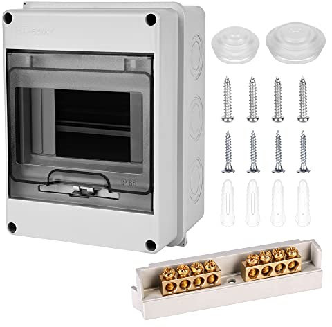 Quadro Elettrico Esterno, Scatola Elettrica da Esterno, Quadro Elettrico Interno di Distribuzione con 1 Fila, Quadro Elettrico 5 Moduli Impermeabile IP65, Scatola Elettrica da Parete per Giardino