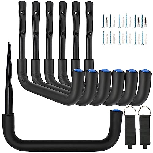 Locawaya Heavy Duty Garage Storage Hooks, Wall Mount Garage Hanger & Organizer, 9.4Inch Storage Hooks for Garden Tools, Ladders, Bikes, Bulky Items, 6 Pack (16G-9.4inch)