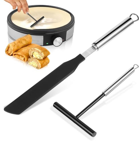 Crepes - Distributore e spatola, 2 pezzi, in acciaio inox, per crepe e crepe