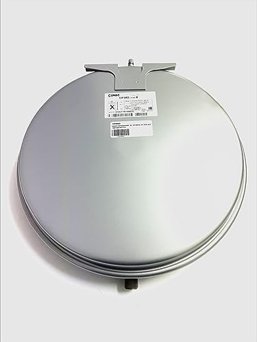 Vaso Espansione per Caldaie Murali Circolare Piatto 8 Litri Diametro 39,2 cm Attacco 1/2x21 Valvola 180° con Staffa