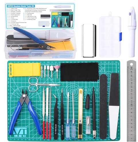 Habwea 26 STÜCKE Modellbau Werkzeug Set, Gundam Modellbausatz Modellbauwerkzeuge für Architektur Modellbau Gunpla , Gebäude,Auto, Flugzeuge ,Hobby Reparatur und Befestigung