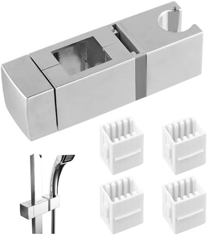 Granvoo Universal Handbrause Halterung, Duschhalterung, Duschkopfhalterung, mit 4 Größen Slip-On-Liftstangenhalterungen für Rechteckige Schienenbrausestange (18x30, 22x22, 25x25, 30x15mm)