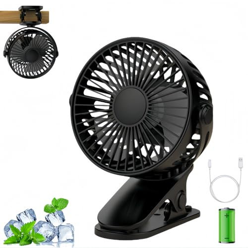 HenfuME Ventilateur Usb Silencieux,Ventilateur Bureau,Mini Ventilateur 3 Vitesses, Rotation 360°,Petit Ventilateur,Ventilateur Mural Pour Bureau/Maison/Camping - Noir