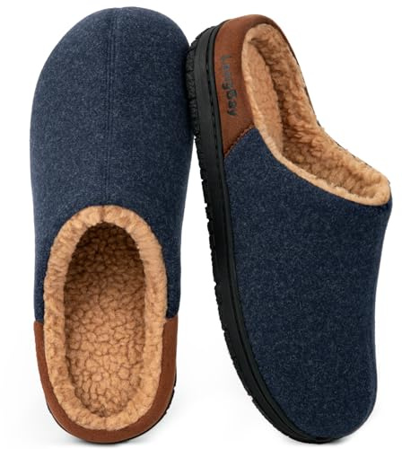 LongBay Men Slippers Cosy Memory Foam Warm Slip On House Shoe Gift Blue, 7