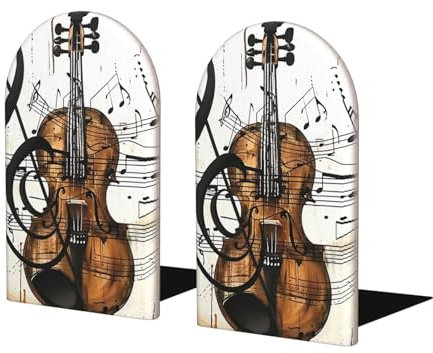 Schreibtisch-Buchstützen aus Holz, mit Musik, bedruckt, 1 Paar, Buchhalter und Ständer für Zuhause, Schule, Büro, Bibliothek