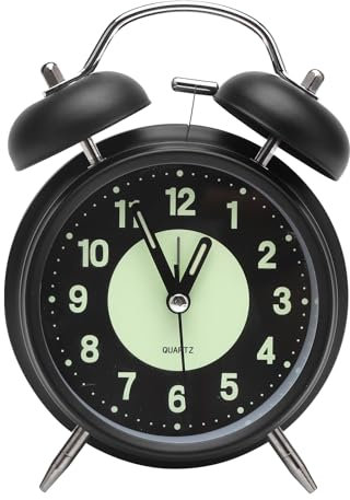 APOMOONS Kids Alarm Clock for Heavy Sleepers with Metal Twin Bell and Large Digits, Adults Loud Battery Retro Wind Up Alarm Clock, Old Fashioned Vintage Clock with Night Light for Bedside Bedroom