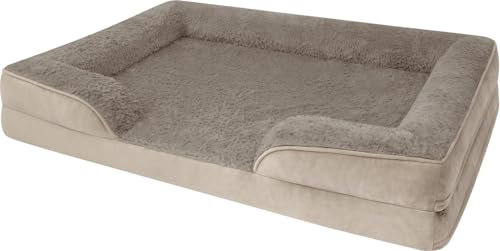 Ergonomisches Hundebett für große, mittlere und kleine Hunde - Ortopädisches Hundekissen - Hundecouch mit hohem Rand Farbe Beige Größe 80 cm x 120 cm x 20 cm