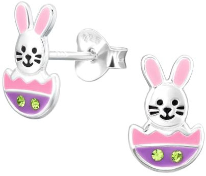 Monkimau Hase Kinder Ohrringe | 925 Silber | Mädchen Ohrstecker Schmuck | Hypoallergen & Nickelfrei | Kinderohrringe Geschenkidee