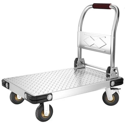 Carretillas de plataforma plegables Carro de placa de acero Industrial, carro de carga de plataforma plana, transportador for el hogar, carro exprés portátil plegable Camión de plataforma(Grande)
