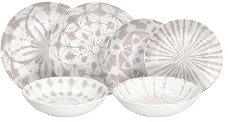 Tognana Mallorca, service de vaisselle 18 pièces pour 6 personnes, porcelaine, beige