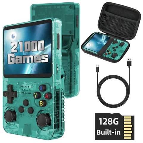 R36S Handheld Game Console, with Open Source Linux System, 128G TF Card 20000 Retro Games, 3.5-inch IPS Screen, Retro Games Console Handheld Emulator Console, 3000mAh Battery