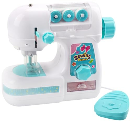 XJKLBYQ Mini máquina de coser, máquina de coser para niños lindo juguete pequeño eléctrico portátil Pequeño para principiantes para niños, no incluye batería