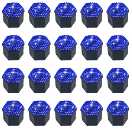 Eventerde Set di 20 copribulloni lucidi, resistenti alla polvere e alla ruggine, per auto, con protezione del cerchione rimovibile contro i graffi