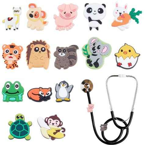WEBEEDY 15 Stili Stetoscopio Charms Animali Carini Stetoscopio Charm Etichetta Divertenti Stetoscopi Personalizzati Decorazioni per Medico Infermiera Lavoratore Regalo di Laurea