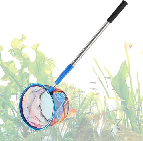 Filets de Plage, Épuisette à Grenouille Télescopique, Manche Antidérapant et Robuste pour Pêche, Chasse Papillons et Campement en Extérieur