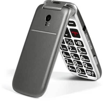 artfone G3 Gris - 4G Telephone Portable Senior Débloqué丨Téléphone Portable à Clapet avec Grandes Touches丨Bouton SOS丨écran de 2.4 丨Station de Charge丨Fonction de Rappel de l'heure丨FM丨Bluetooth丨USB-C