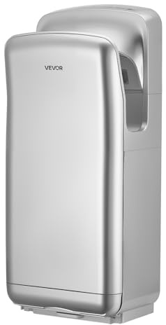 VEVOR Asciugamani Elettrico Verticale con Filtro HEPA 19000 Giri/min per Bagni Pubblici, Asciugatore ad Inserimento Verticale Colore Argento, Montaggio a Parete in ABS, per Negozi Abitazioni Moderne