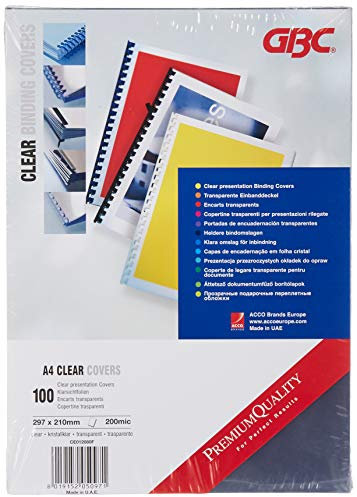 GBC HiClear Abdeckfolien (200 Mikrometer, A4, klar) 100 Stück transparent