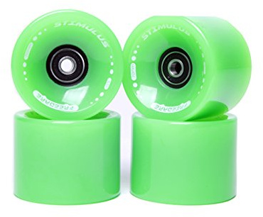 FREEDARE 70mm Longboard Wheels with ABEC-7 Bearings and Spacers(Green,Set of 4)