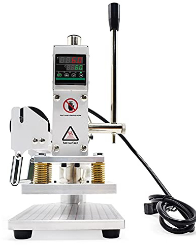 Upgraded Hot Foil Stamping Machine 10x13 cm Pressure Mark Machine 3.94x5.12 110V 60Hz with Full Scale on The Base Plate for PVC Leather PU Paper Logo Embossing