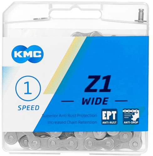 KMC Unisex – Erwachsene Z1 Wide EPT 1-Fach Kette 1/2 x1/8, 112 Glieder, Silber